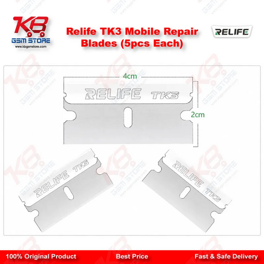 RELIFE TK3 Carbon Steel Mobile Repair Blades – 5 Pcs Pack (Screen & Adhesive Removal)