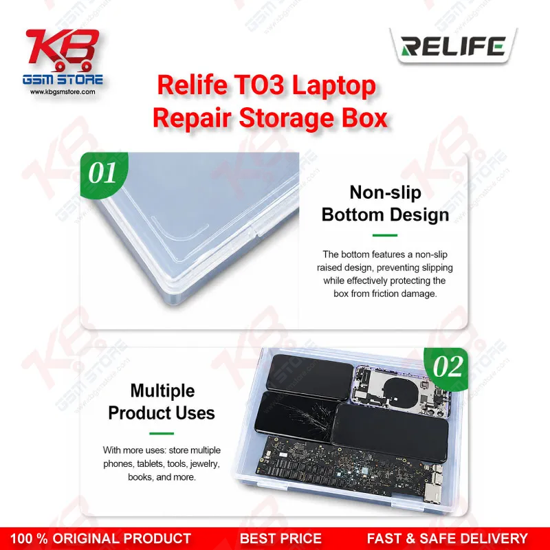 RELIFE TO3 13-Inch Laptop Repair Storage Box – Anti-Collision Component Organizer