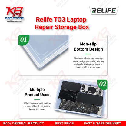 RELIFE TO3 13-Inch Laptop Repair Storage Box – Anti-Collision Component Organizer