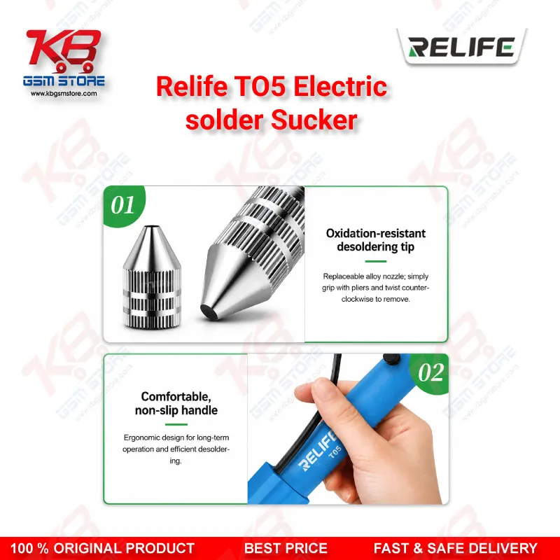 Relife TO5 Electric Solder Sucker – 30W Desoldering Gun for Mobile PCB Repair