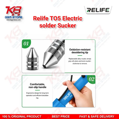 Relife TO5 Electric Solder Sucker – 30W Desoldering Gun for Mobile PCB Repair