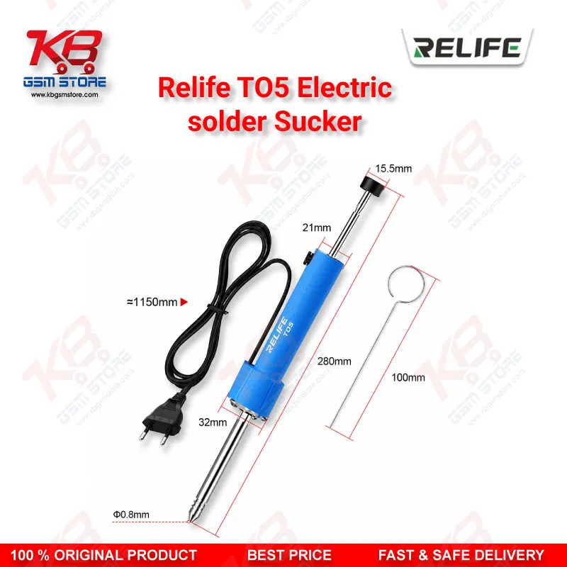 Relife TO5 Electric Solder Sucker – 30W Desoldering Gun for Mobile PCB Repair