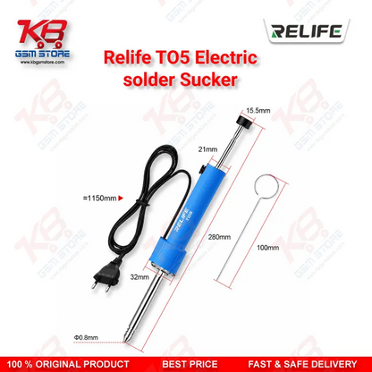 Relife TO5 Electric Solder Sucker – 30W Desoldering Gun for Mobile PCB Repair