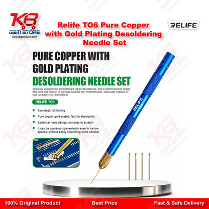 Relife TO6 Pure Copper Gold-Plated Desoldering Needle Set for BGA Chip Repair