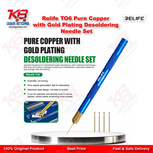Relife TO6 Pure Copper Gold-Plated Desoldering Needle Set for BGA Chip Repair