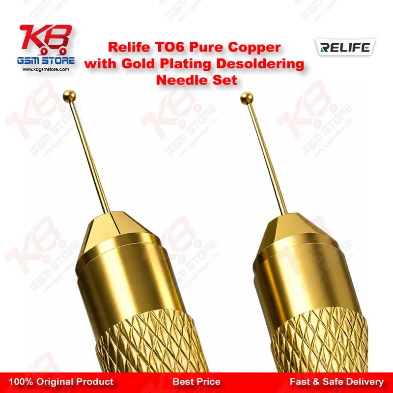Relife TO6 Pure Copper Gold-Plated Desoldering Needle Set for BGA Chip Repair