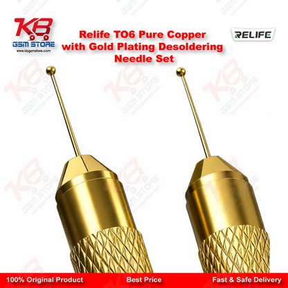 Relife TO6 Pure Copper Gold-Plated Desoldering Needle Set for BGA Chip Repair