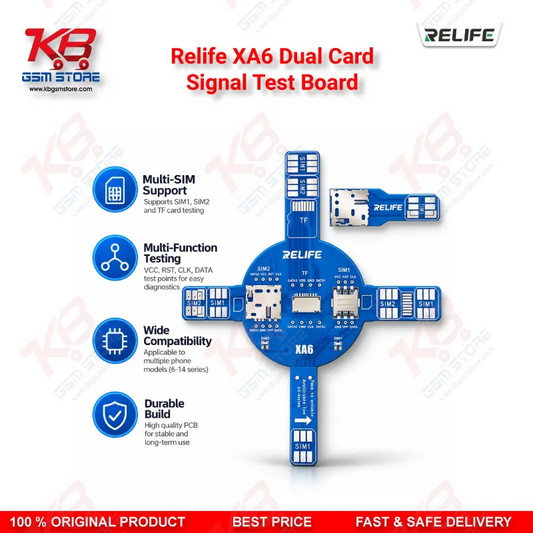 Relife XA6 Dual Card Signal Test Board for Dual-SIM iPhone and Android No Service Repair