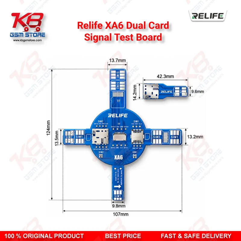 Relife XA6 Dual Card Signal Test Board for Dual-SIM iPhone and Android No Service Repair