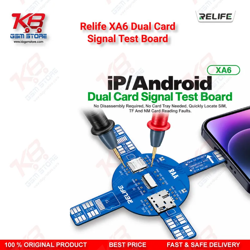Relife XA6 Dual Card Signal Test Board for Dual-SIM iPhone and Android No Service Repair