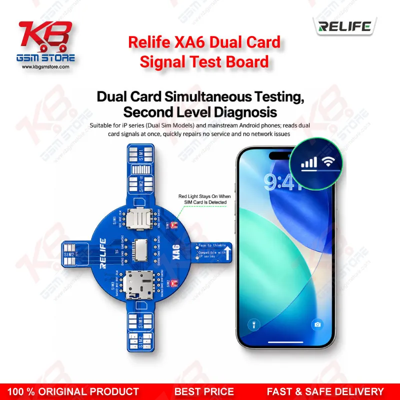 Relife XA6 Dual Card Signal Test Board for Dual-SIM iPhone and Android No Service Repair