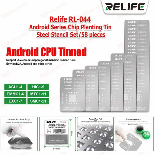 Relife RL-044 Android Series Chip Planting Tin Steel Stencil Set/58 pieces