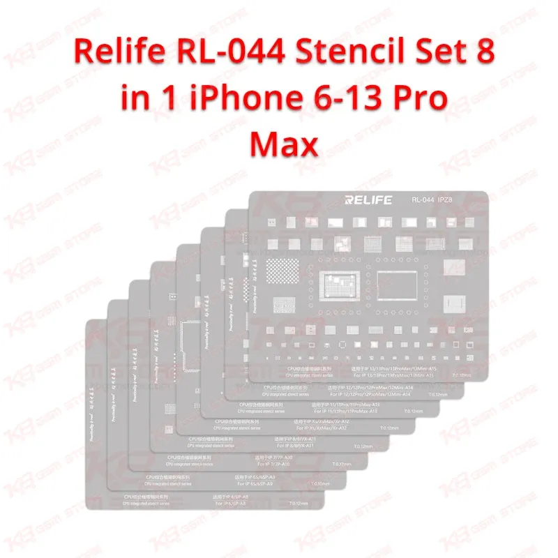 Relife RL-044 Stencil Set 8 in 1 iPhone 6-13 Pro Max