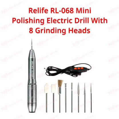 Relife RL-068 Mini Polishing Electric Drill With 8 Grinding Heads