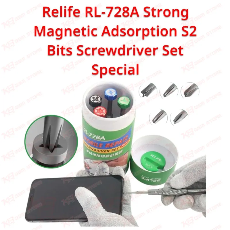 Relife RL-728A Strong Magnetic Adsorption S2 Bits Screwdriver Set Special