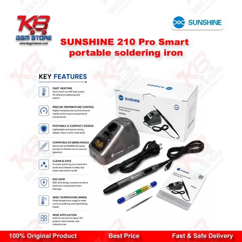 Sunshine 210 Pro Smart Portable Soldering Iron – 110W LED Temperature Control Station