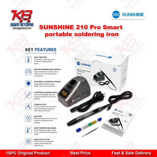 Sunshine 210 Pro Smart Portable Soldering Iron – 110W LED Temperature Control Station