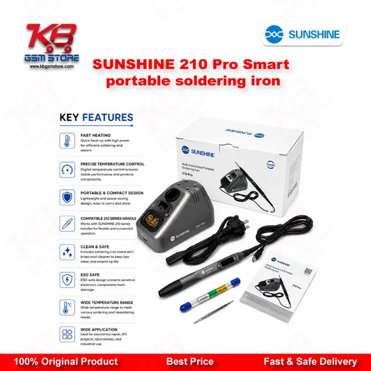 Sunshine 210 Pro Smart Portable Soldering Iron – 110W LED Temperature Control Station