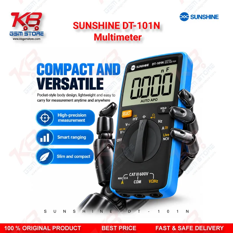 SUNSHINE DT-101N Multimeter – Auto-Range True RMS Digital Multimeter for Mobile Phone Repair Diagnostics