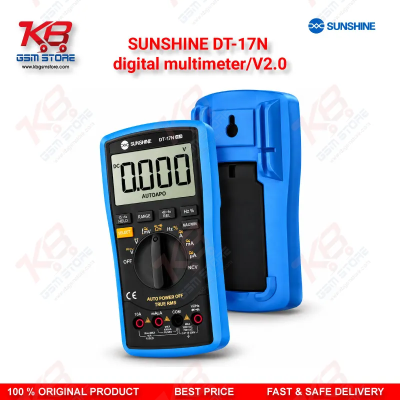 SUNSHINE DT-17N digital multimeter/V2.0 – Auto-Ranging Digital Multimeter with NCV, Temperature Test & Backlit Display for Mobile Repair Technicians