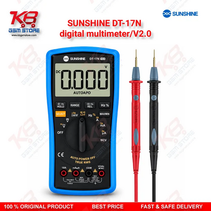 SUNSHINE DT-17N digital multimeter/V2.0 – Auto-Ranging Digital Multimeter with NCV, Temperature Test & Backlit Display for Mobile Repair Technicians