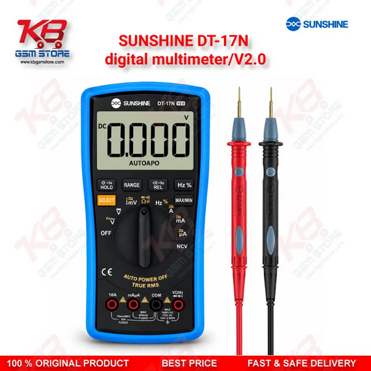SUNSHINE DT-17N digital multimeter/V2.0 – Auto-Ranging Digital Multimeter with NCV, Temperature Test & Backlit Display for Mobile Repair Technicians