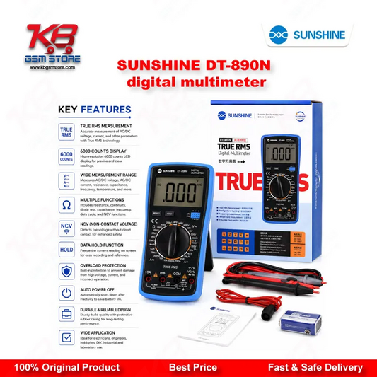 SUNSHINE DT-890N Auto Digital Multimeter with True RMS – Mobile Repair Diagnostic Tool