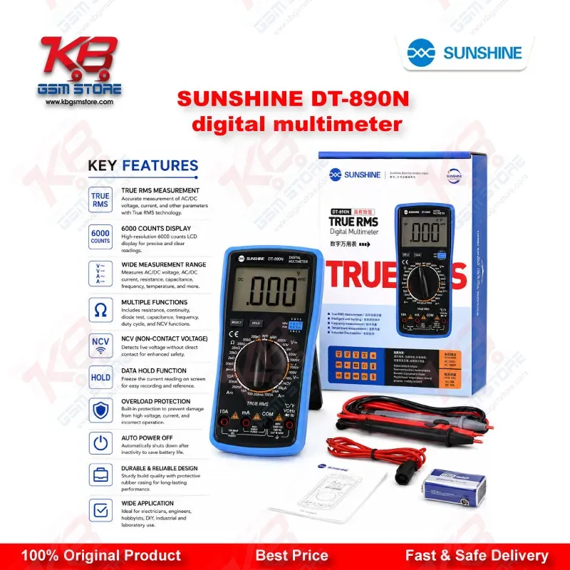 SUNSHINE DT-890N Auto Digital Multimeter with True RMS – Mobile Repair Diagnostic Tool