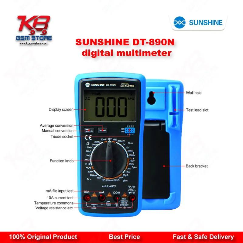 SUNSHINE DT-890N Auto Digital Multimeter with True RMS – Mobile Repair Diagnostic Tool
