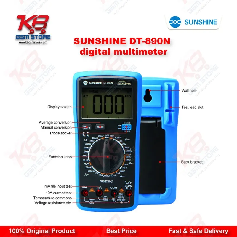 SUNSHINE DT-890N Auto Digital Multimeter with True RMS – Mobile Repair Diagnostic Tool