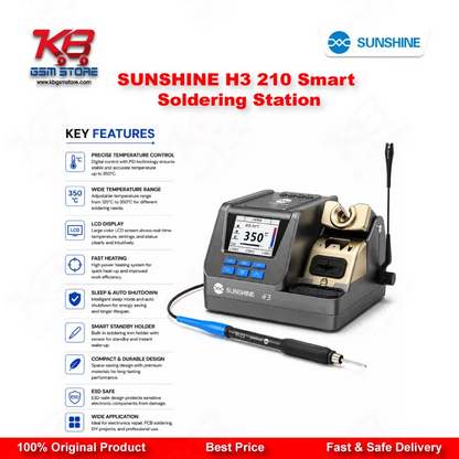 SUNSHINE H3 210 Smart Soldering Station – 2S Rapid Heating, LCD, 3-Channel Memory (T115/T210/T245)