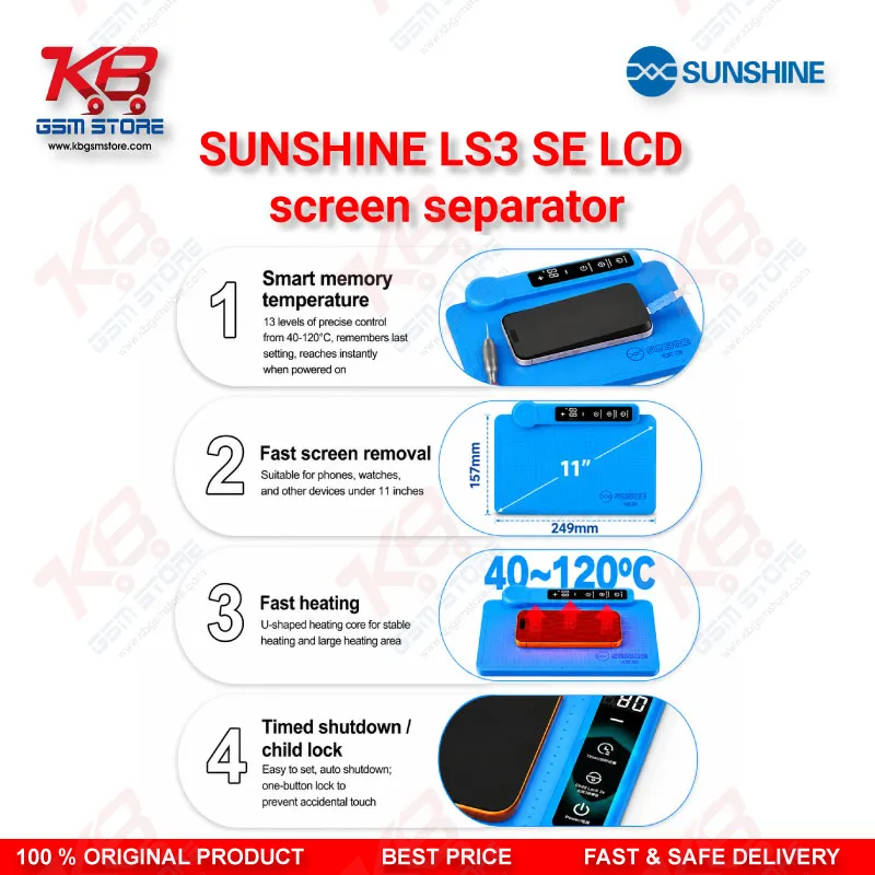 Sunshine LS3 SE LCD Screen Separator – 11 Inch Smart Heating Plate 40-120°C