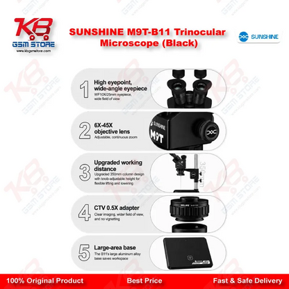 SUNSHINE M9T-B11 Trinocular Microscope (Black)