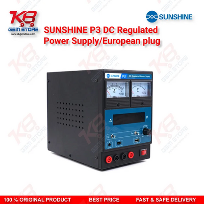 SUNSHINE P3 DC Regulated Power Supply – 5V/8.4V/15V Dual Display (European Plug)