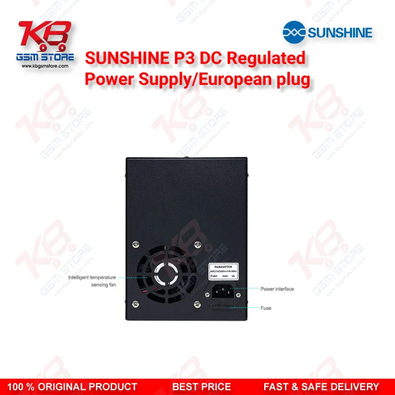SUNSHINE P3 DC Regulated Power Supply – 5V/8.4V/15V Dual Display (European Plug)