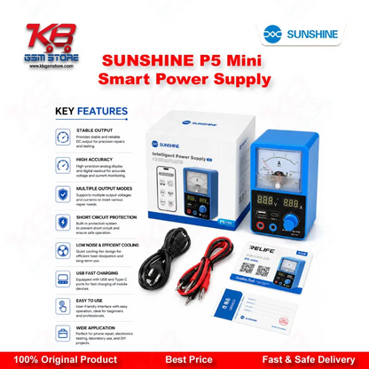 SUNSHINE P5 Mini Dual Display Smart DC Power Supply (5V/3A) for Mobile Phone Repair