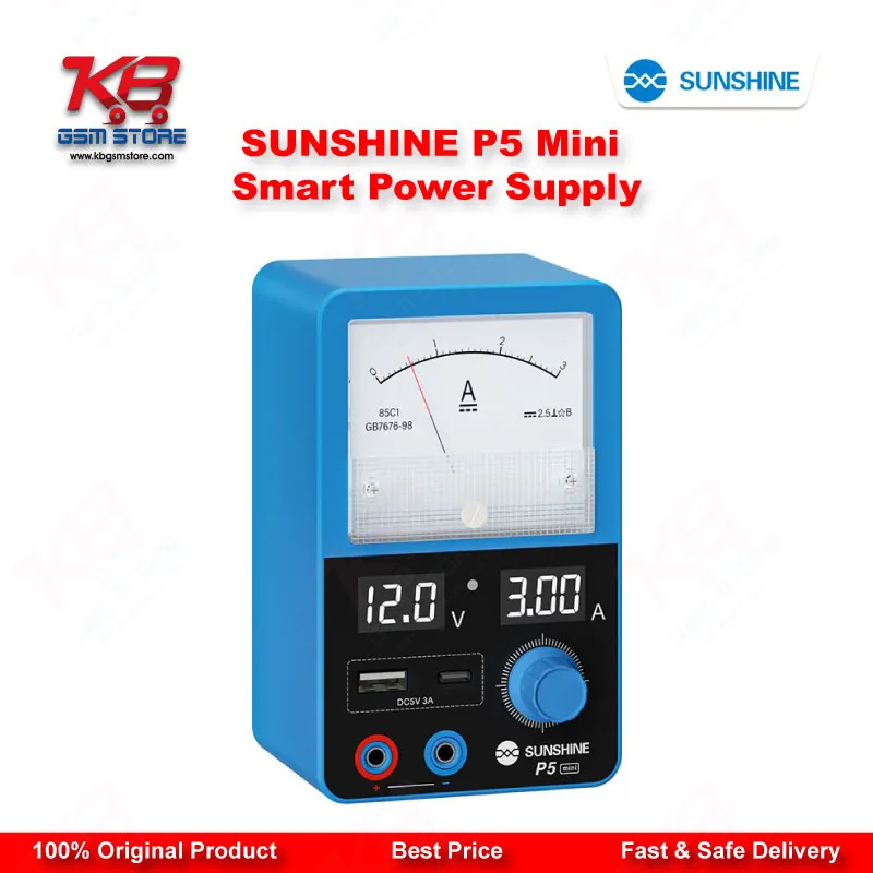 SUNSHINE P5 Mini Dual Display Smart DC Power Supply (5V/3A) for Mobile Phone Repair