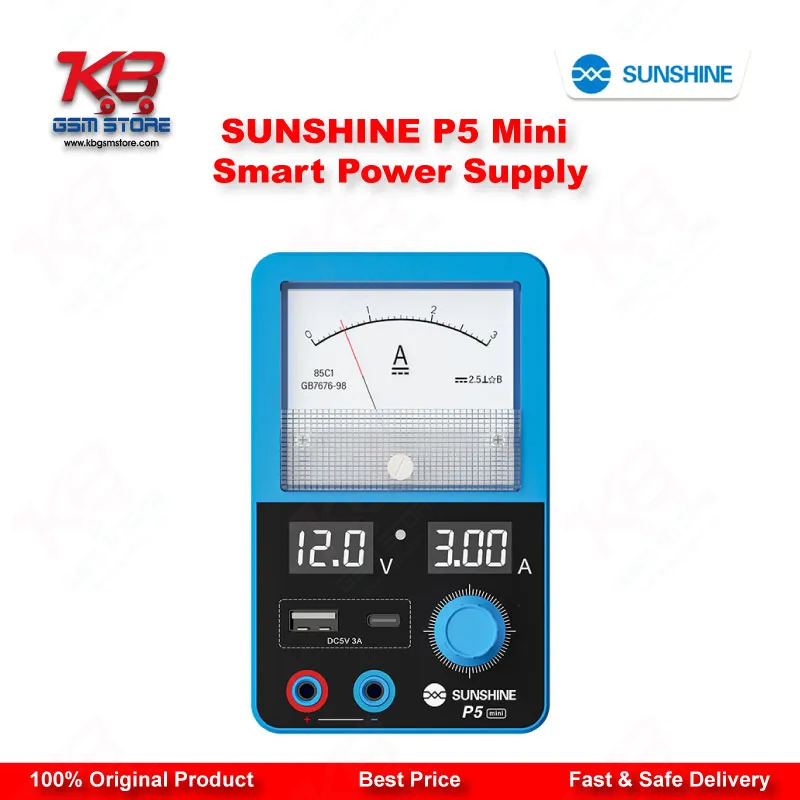 SUNSHINE P5 Mini Dual Display Smart DC Power Supply (5V/3A) for Mobile Phone Repair