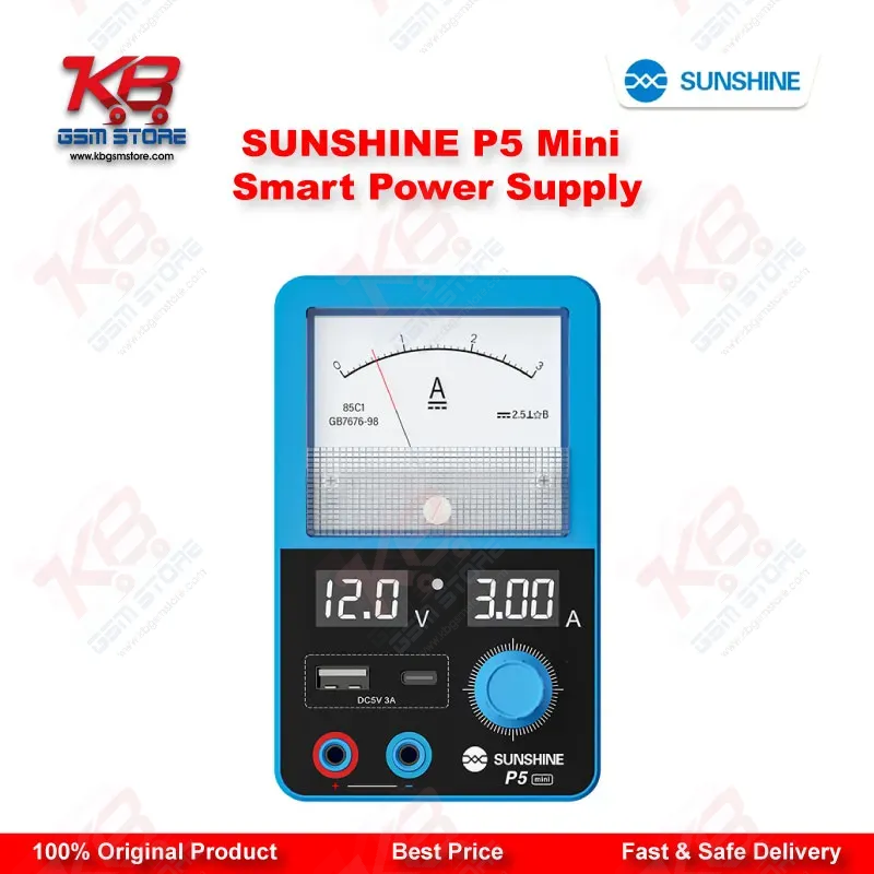 SUNSHINE P5 Mini Dual Display Smart DC Power Supply (5V/3A) for Mobile Phone Repair