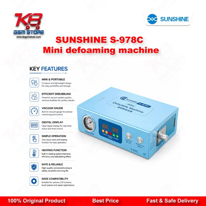 SUNSHINE S-978C Mini Defoaming Machine — LCD Bubble Remover for Curved & Flat Screen Repair up to 7 Inches