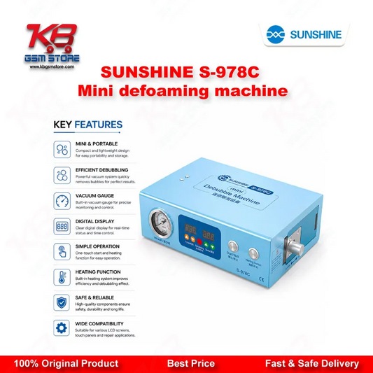 SUNSHINE S-978C Mini Defoaming Machine — LCD Bubble Remover for Curved & Flat Screen Repair up to 7 Inches