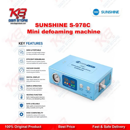 SUNSHINE S-978C Mini Defoaming Machine — LCD Bubble Remover for Curved & Flat Screen Repair up to 7 Inches