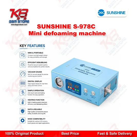 SUNSHINE S-978C Mini Defoaming Machine — LCD Bubble Remover for Curved & Flat Screen Repair up to 7 Inches