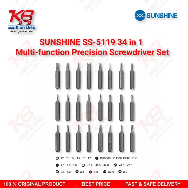 SUNSHINE SS-5119 34 in 1 Precision Screwdriver Set for Mobile Repair