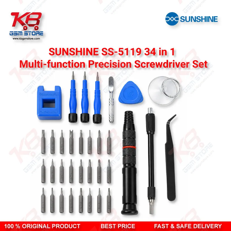 SUNSHINE SS-5119 34 in 1 Precision Screwdriver Set for Mobile Repair