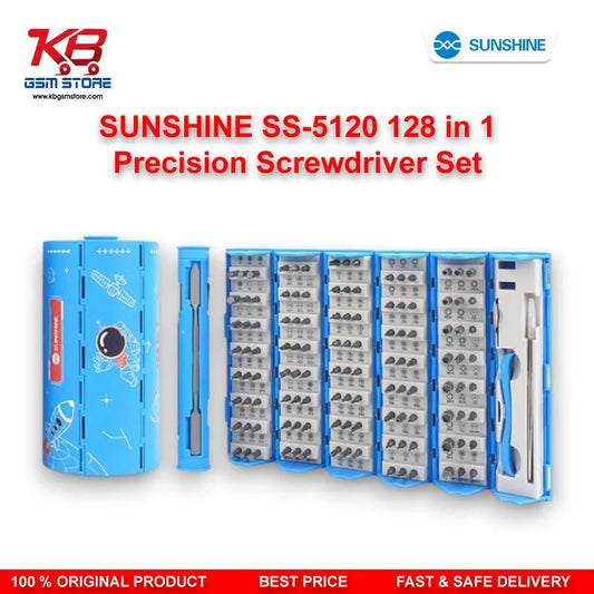 SUNSHINE SS-5120 128 in 1 Precision Screwdriver Set – S2 Alloy Steel Bits for Mobile Phone Repair