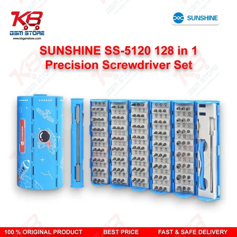 SUNSHINE SS-5120 128 in 1 Precision Screwdriver Set – S2 Alloy Steel Bits for Mobile Phone Repair