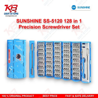 SUNSHINE SS-5120 128 in 1 Precision Screwdriver Set – S2 Alloy Steel Bits for Mobile Phone Repair