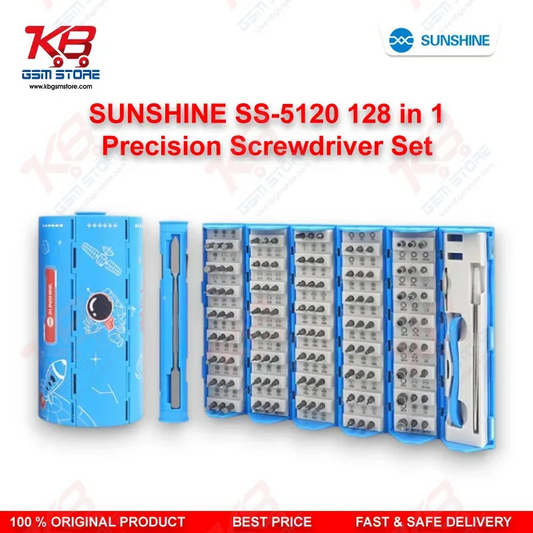 SUNSHINE SS-5120 128 in 1 Precision Screwdriver Set – S2 Alloy Steel Bits for Mobile Phone Repair