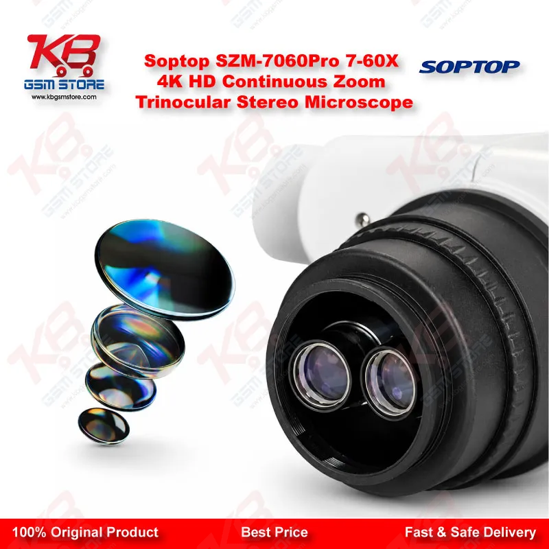 Soptop SZM-7060Pro 7-60X Trinocular Stereo Microscope with 4K HD Camera Support – Mobile & PCB Repair